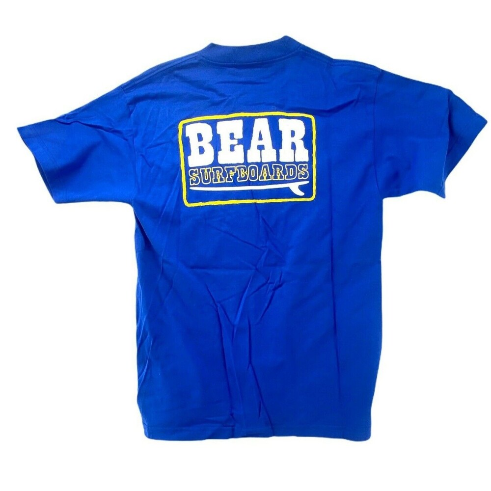 Bear Surfboards Shirt Men Size Medium Blue Logo USA Made Y2K 1990's Surf Graphic
